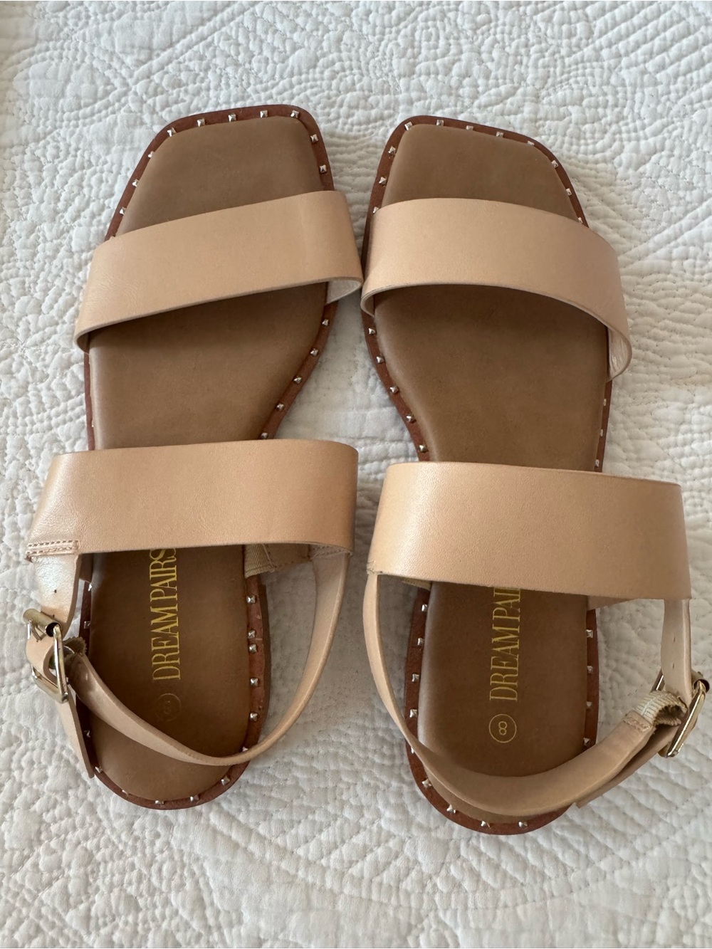 Dream Pairs Nude Beige Double-Strap Open-Toe Sandals